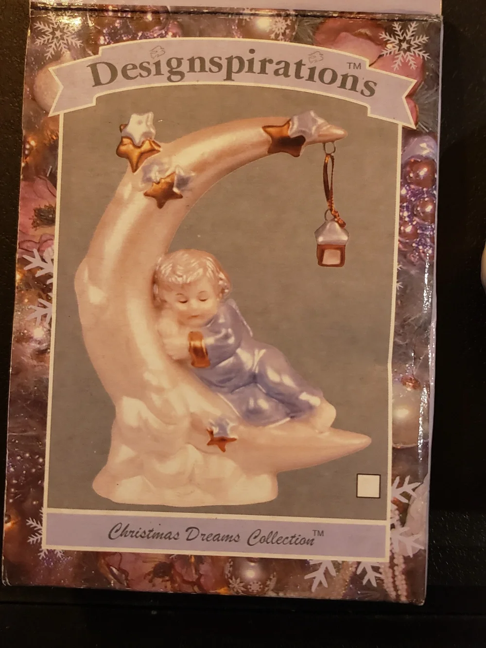 Designspirations  Christmas Dreams Sleeping Baby on Crescent Moon - Pink/Pearl